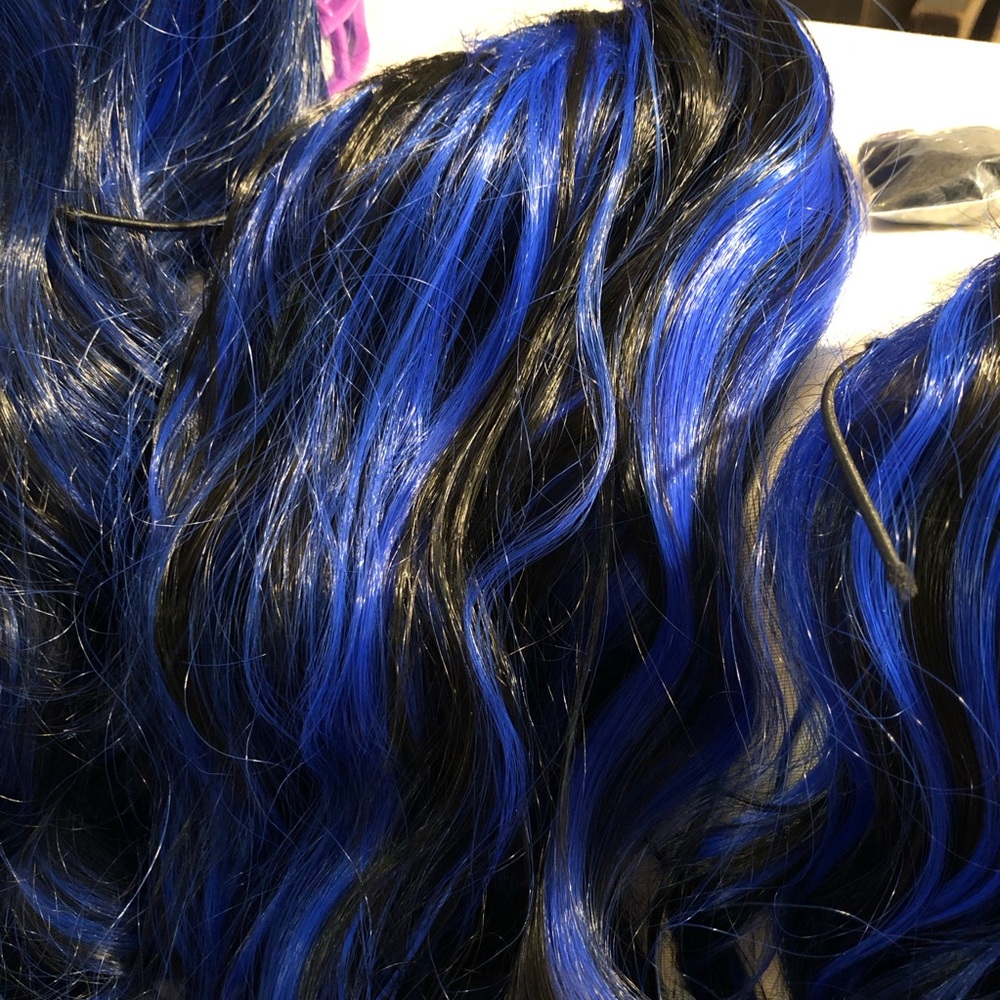 Black to Blue Synthetic Wig - Picture 7 of 16